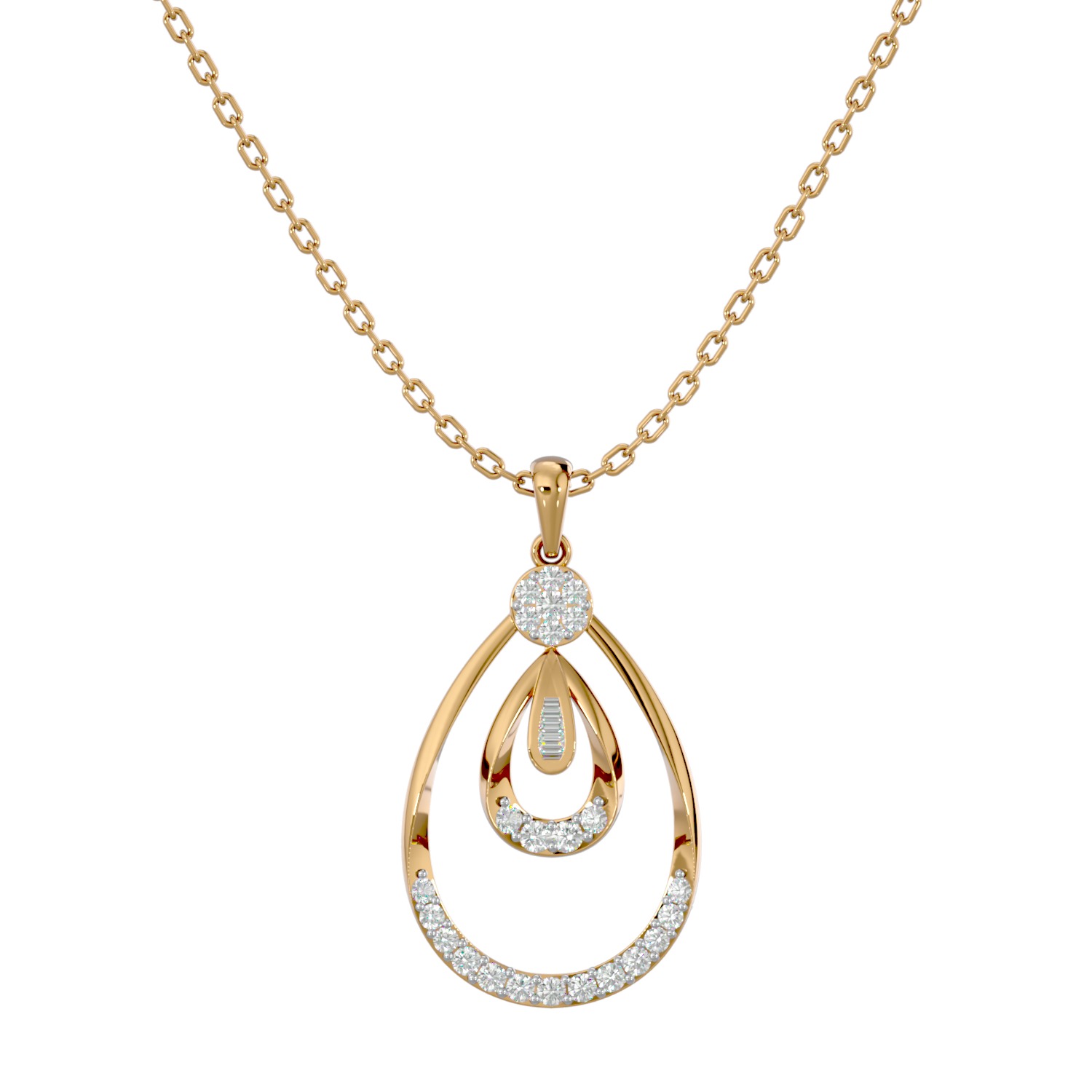 Light Minimalist Diamond Pendant Necklace 3D print model_1