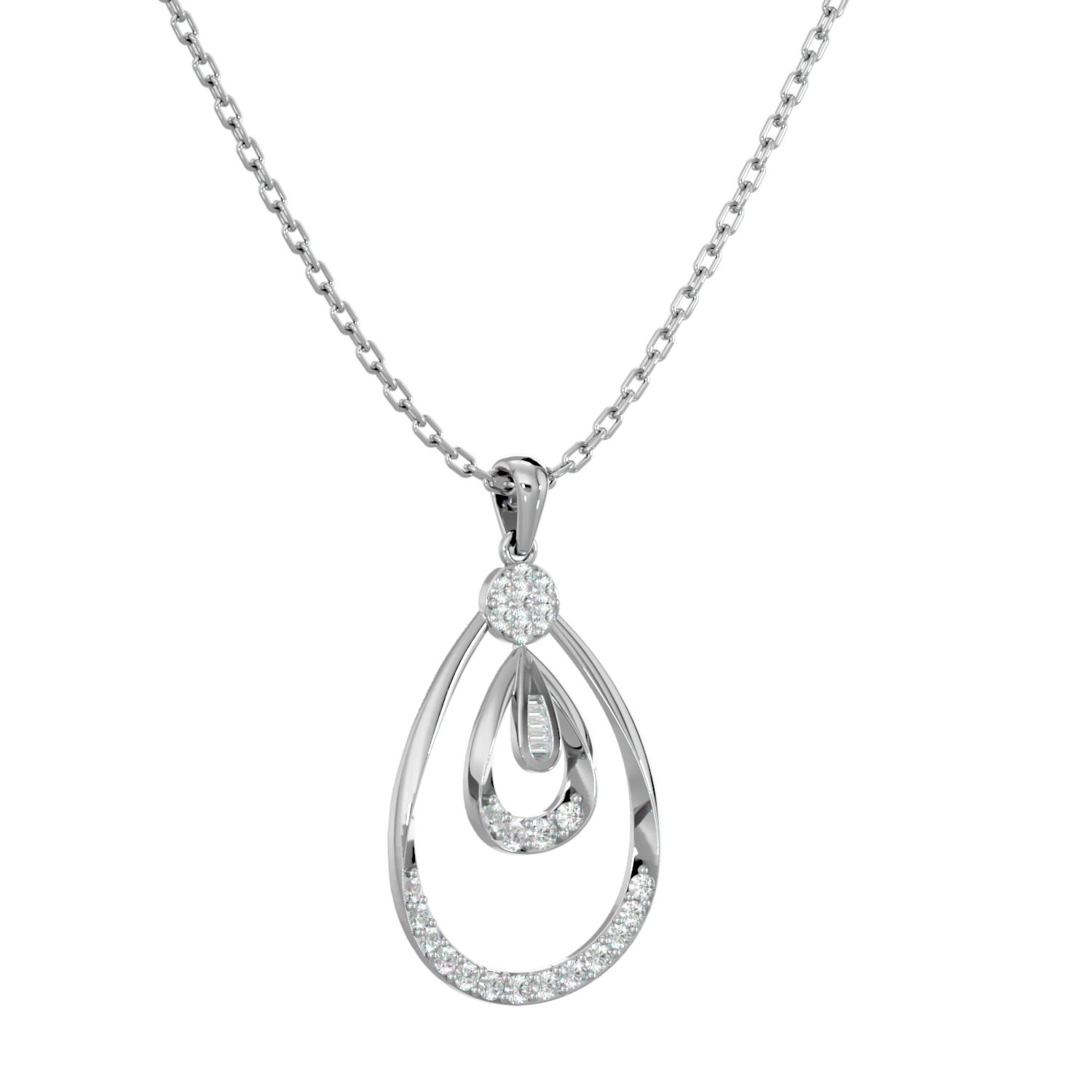 Light Minimalist Diamond Pendant Necklace 3D print model_7