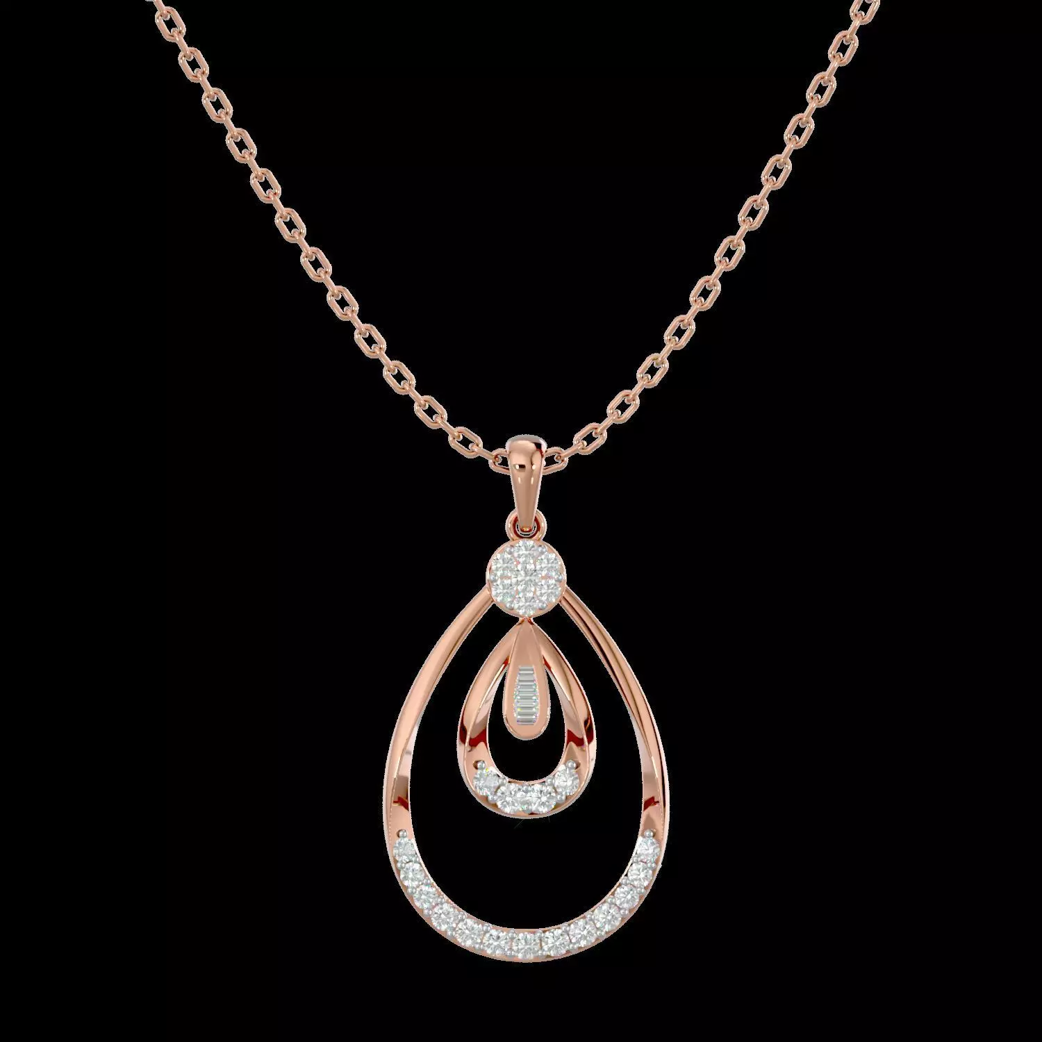 Light Minimalist Diamond Pendant Necklace 3D print model_0