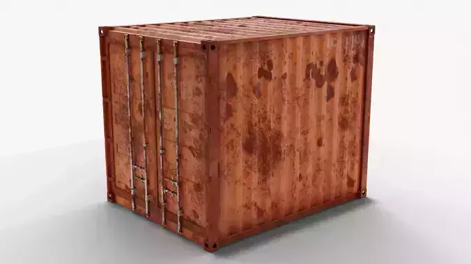 10Ft Cargo Container - Orange - Rusted