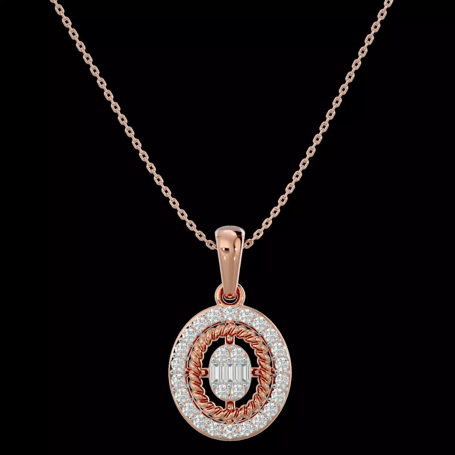 Light Minimalist Diamond Pendant Necklace 3D print model_0