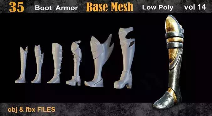 35 Boot Armor Base Mesh vol 14 Low-poly 3D model