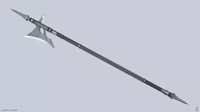Fantasy halberd Low-poly 3D model Fantasy halberd Low-poly 3D model