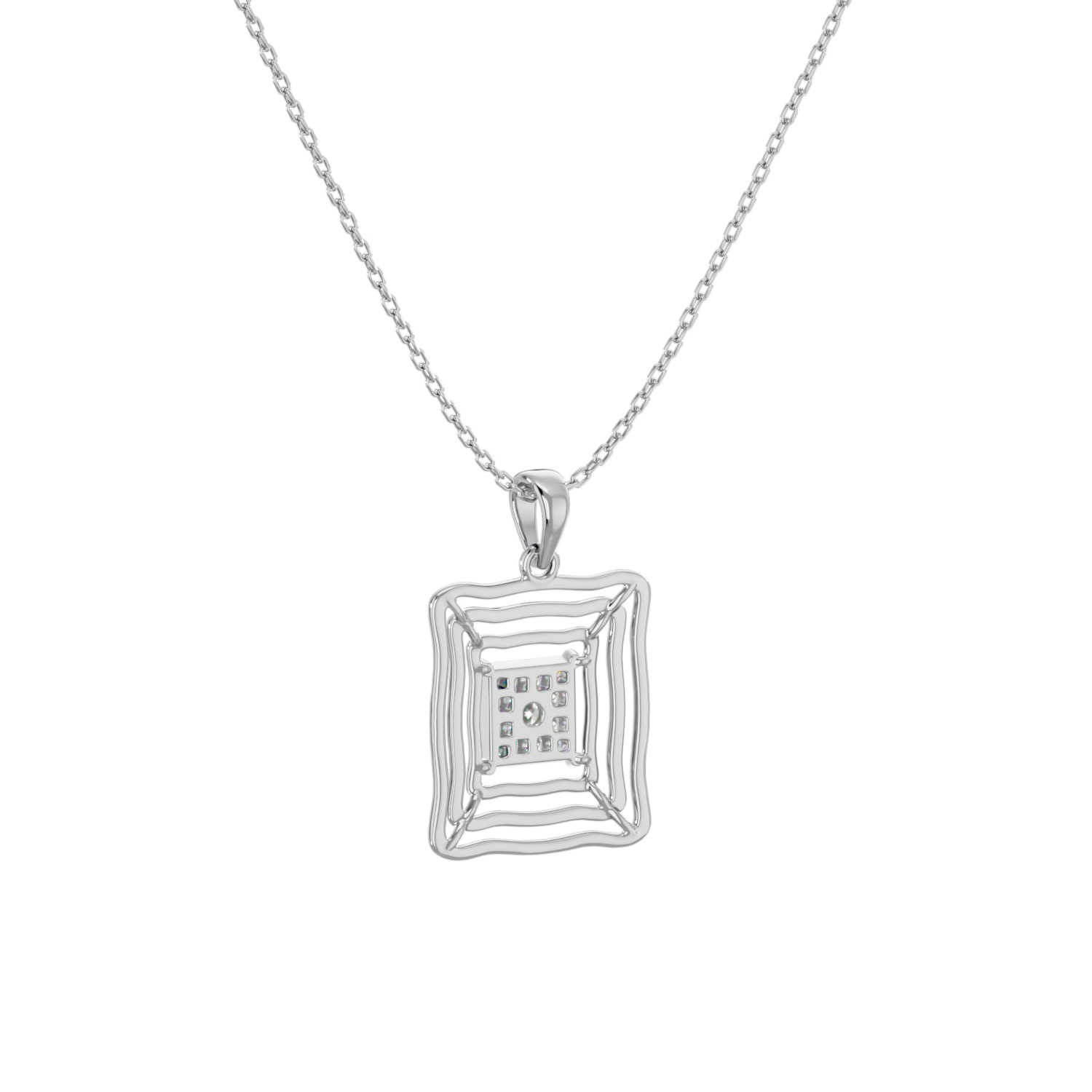 Light Minimalist Diamond Pendant Necklace 3D print model_2
