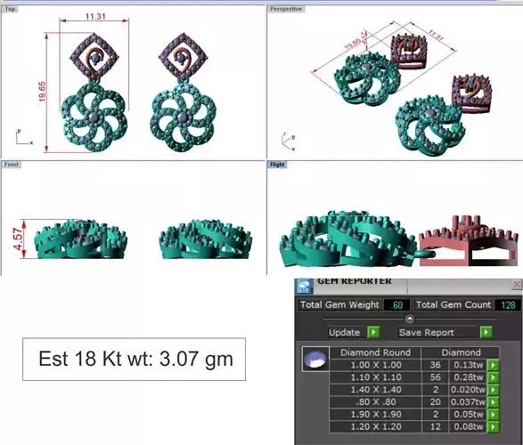 light Wight white gold diamond Earring-Nk-15ER