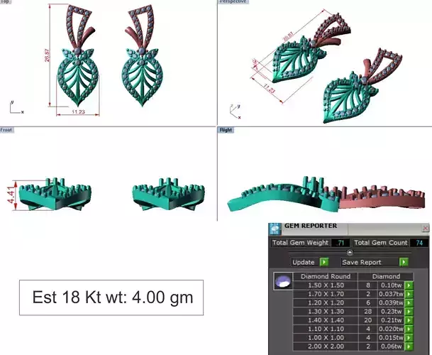 light Wight white gold diamond Earring-Nk-52ER