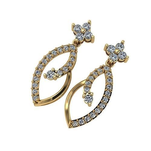 light Wight white gold diamond Earring-Nk-55ER 3D print model