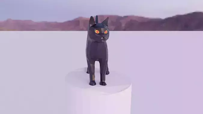 Black  cat rigged animated character Free low-poly 3D model