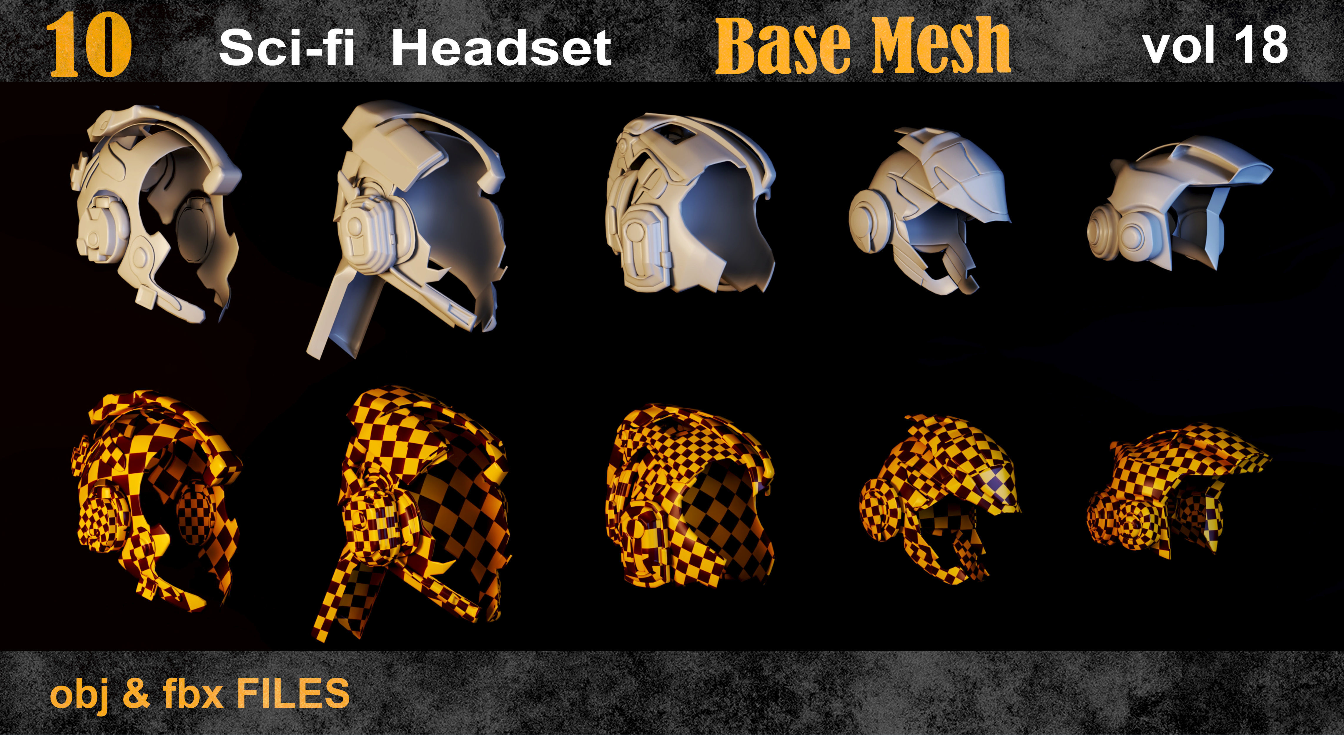 10 Scifi Headset BaseMesh vol18 Low-poly 3D model_2