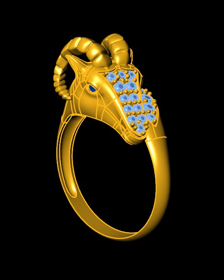 Goat ring  3D print model_5