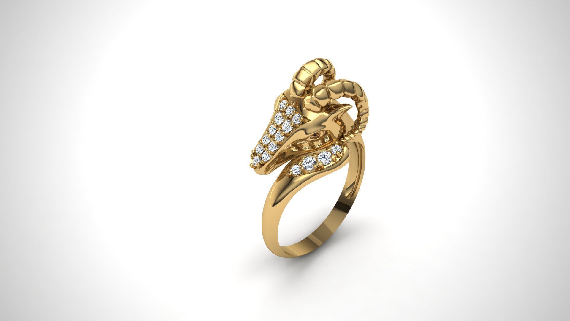 Goat ring  3D print model_1