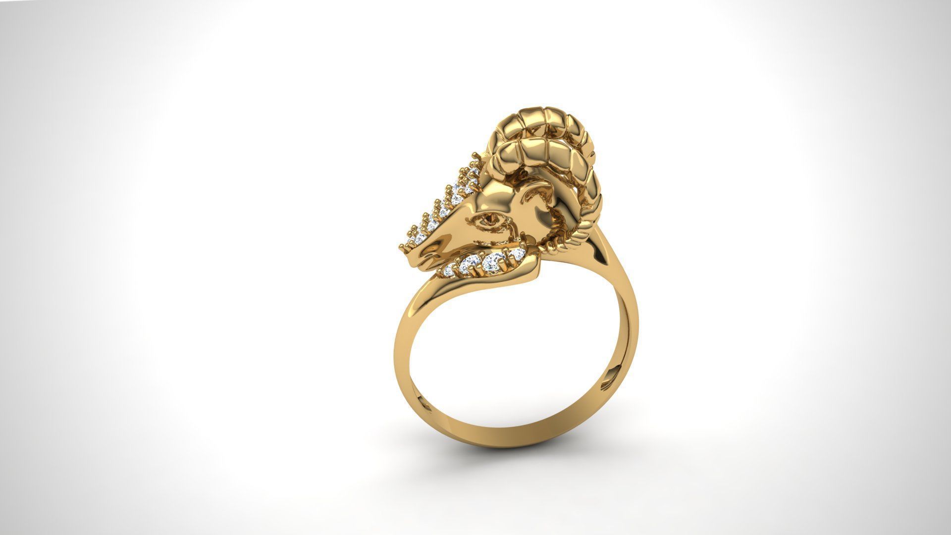 Goat ring  3D print model_3