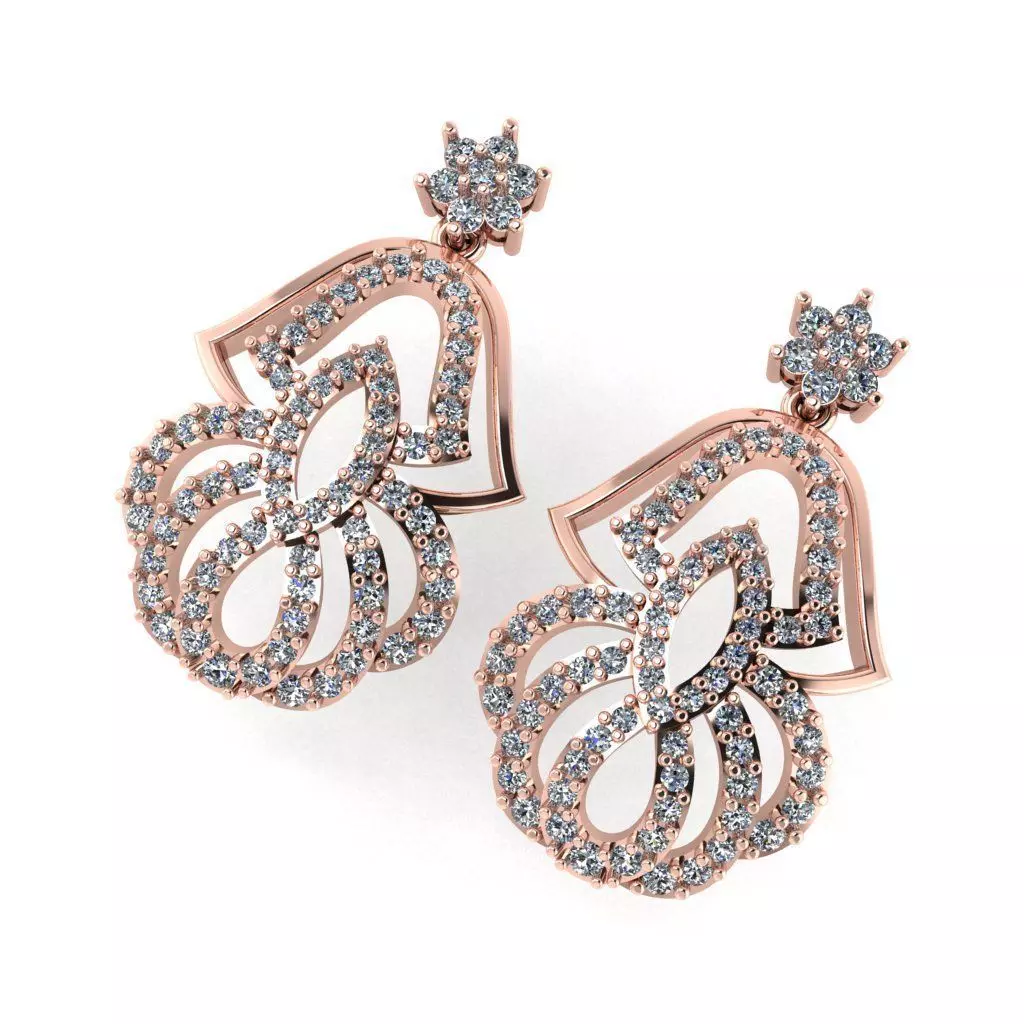 light Wight white gold diamond Earring-Nk-70ER 3D print model