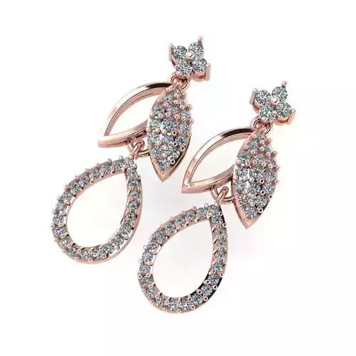 light Wight white gold diamond Earring-Nk-72ER 3D print model
