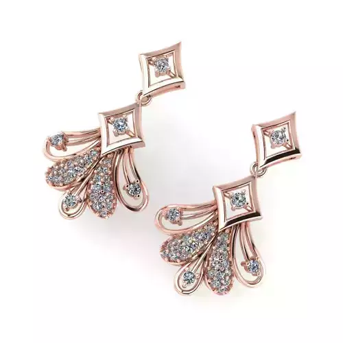 light Wight white gold diamond Earring-Nk-77ER 3D print model