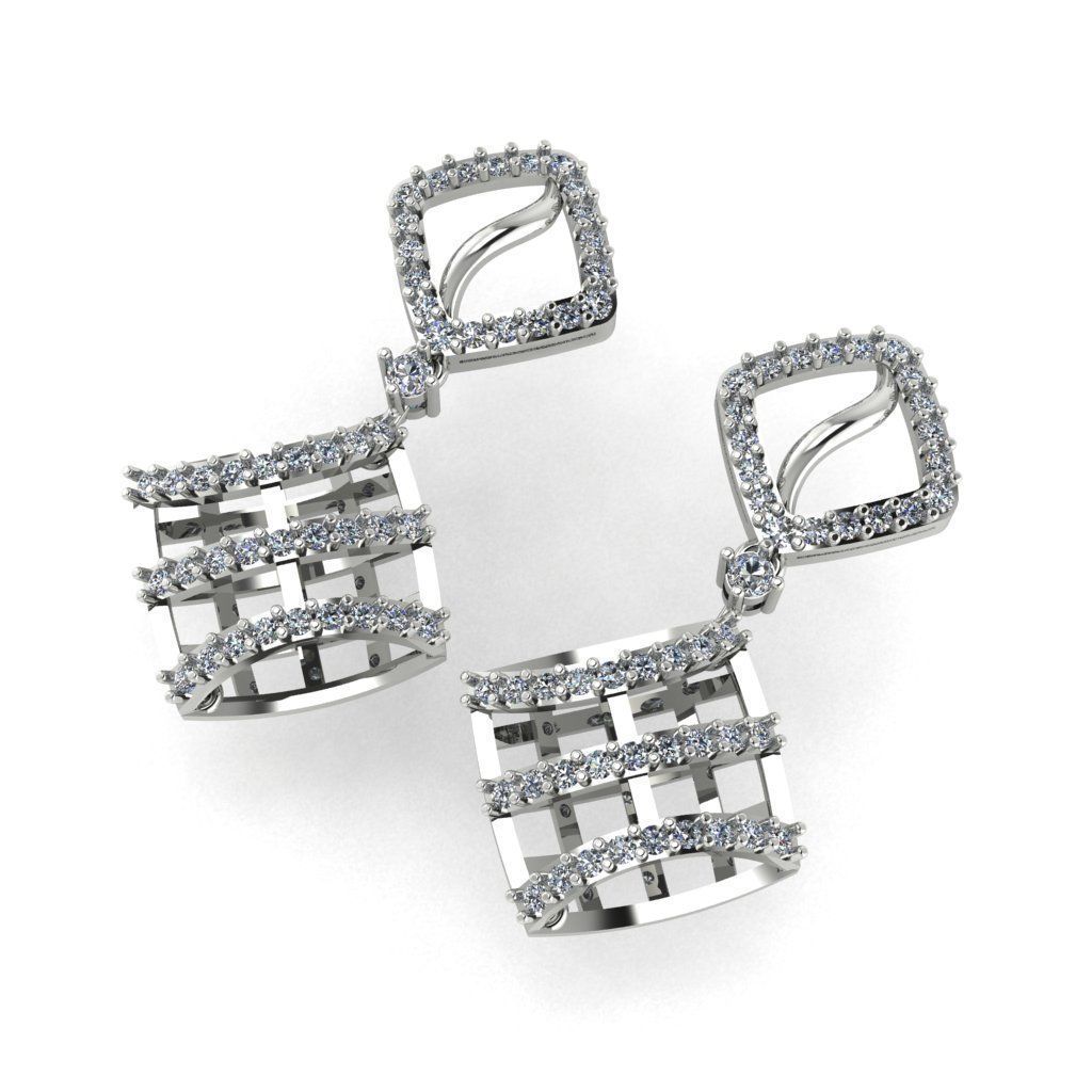 light Wight white gold diamond Earring-Nk-86ER 3D print model_1