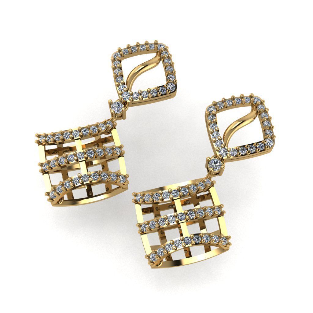 light Wight white gold diamond Earring-Nk-86ER 3D print model_2