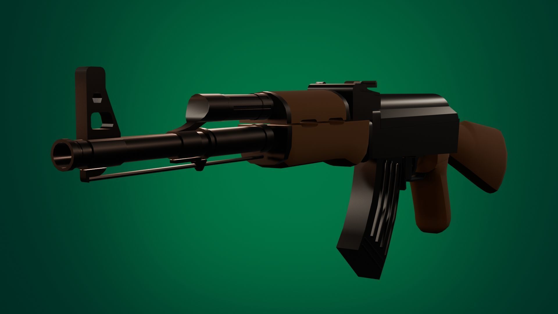 Ak47 Lowpoly Low-poly 3D model_3