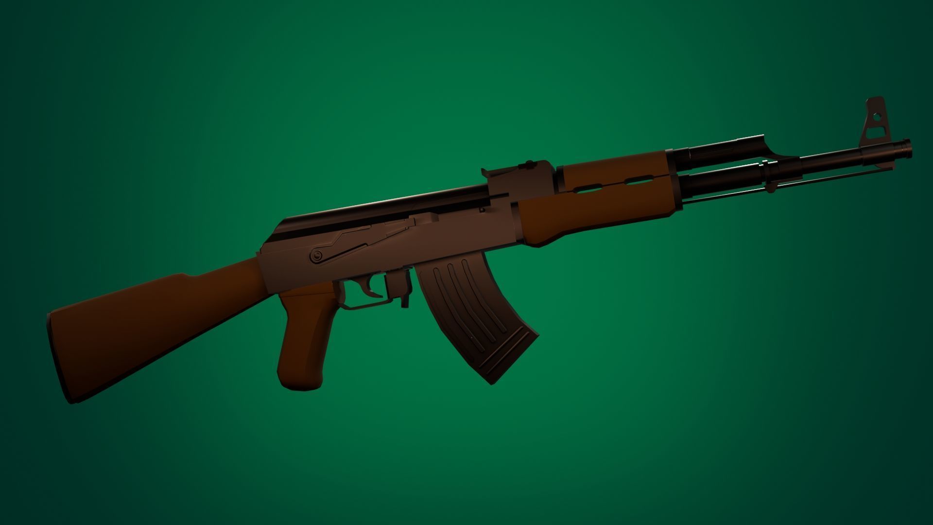 Ak47 Lowpoly Low-poly 3D model_2