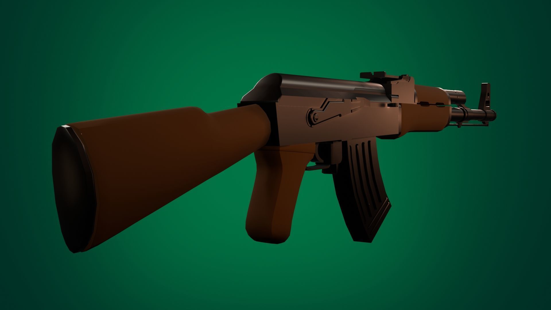Ak47 Lowpoly Low-poly 3D model_1