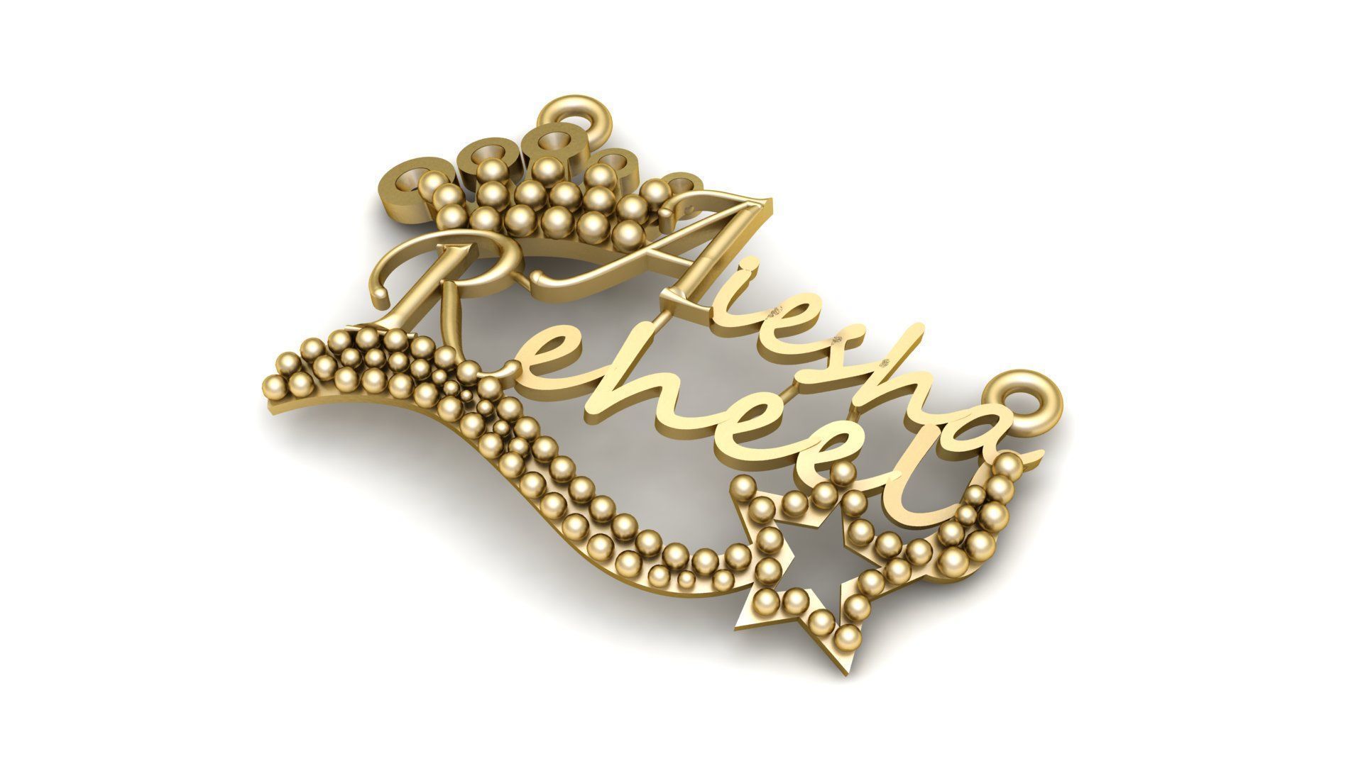 Stylish Aiesha Reheel Name Pendant 3d printable Model 3D print model_3
