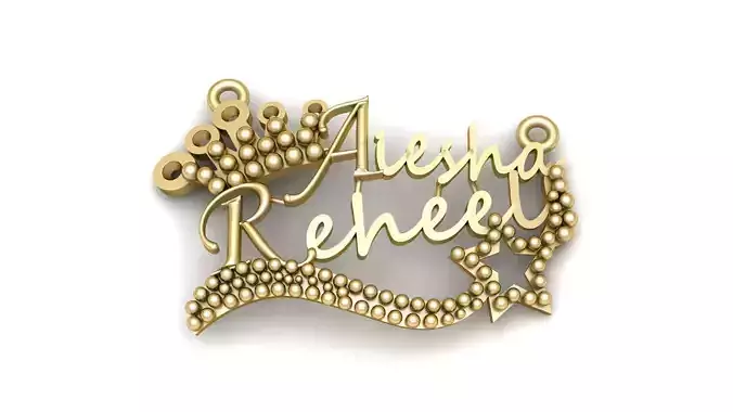 Stylish Aiesha  Reheel Name Pendant 3d printable Model 3D print model