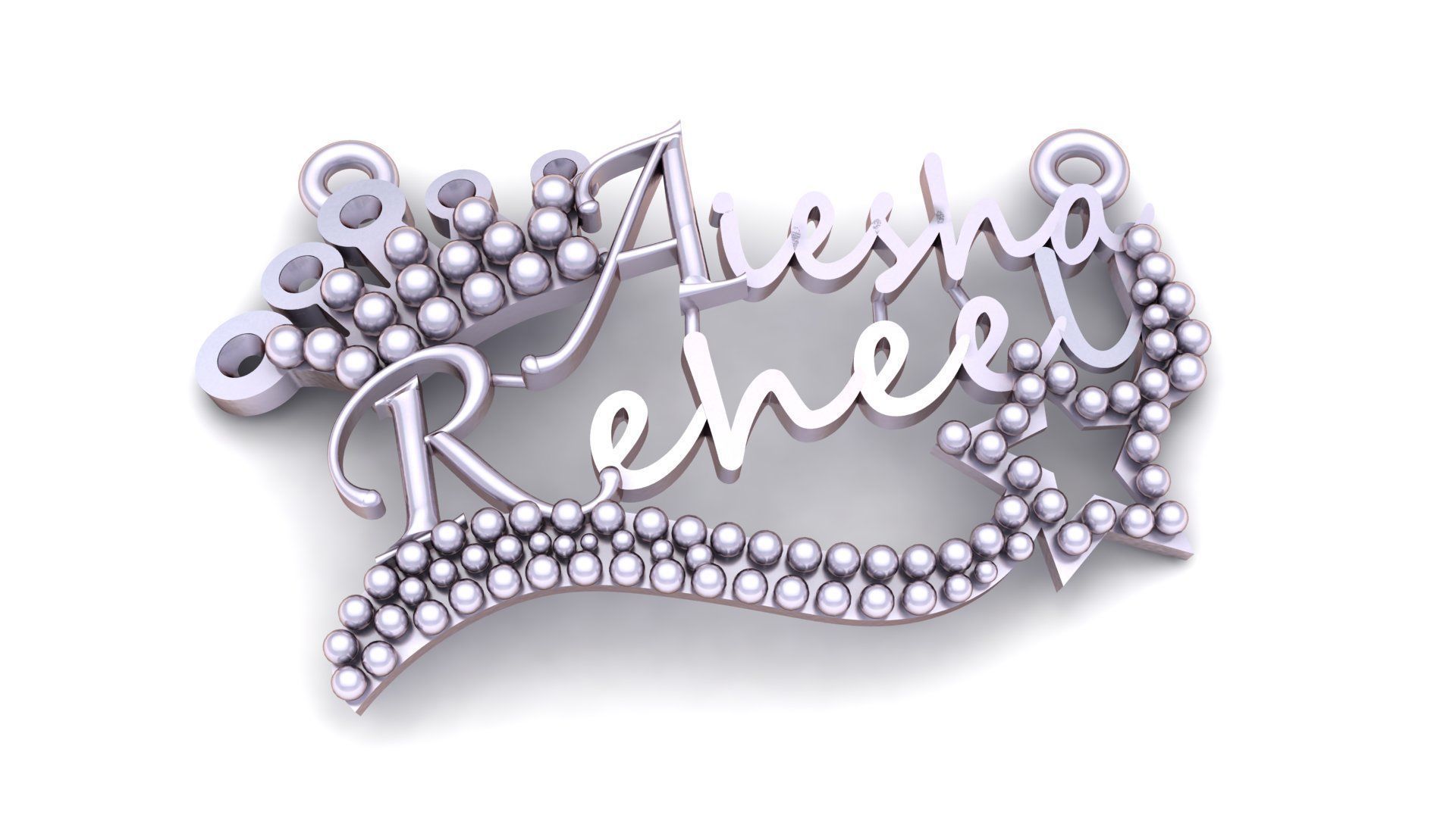 Stylish Aiesha Reheel Name Pendant 3d printable Model 3D print model_1