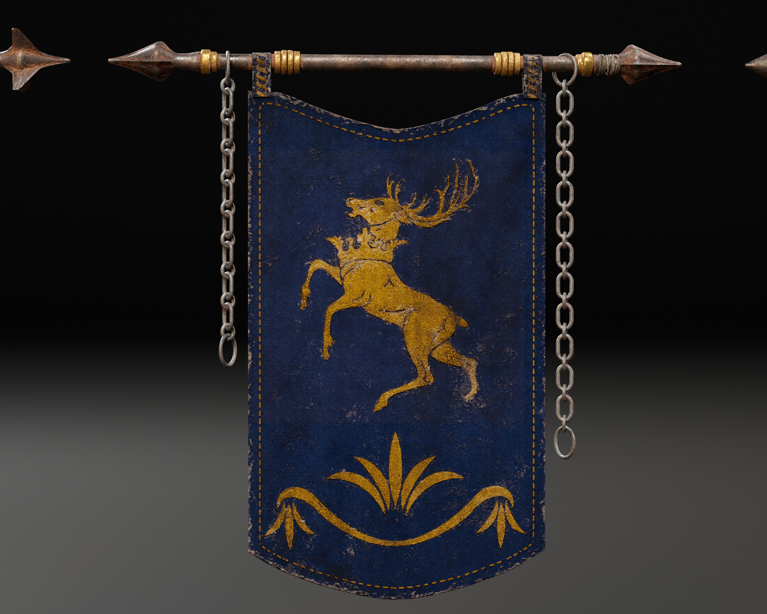 Set Modular of Medieval Banners Low-poly 3D model_8