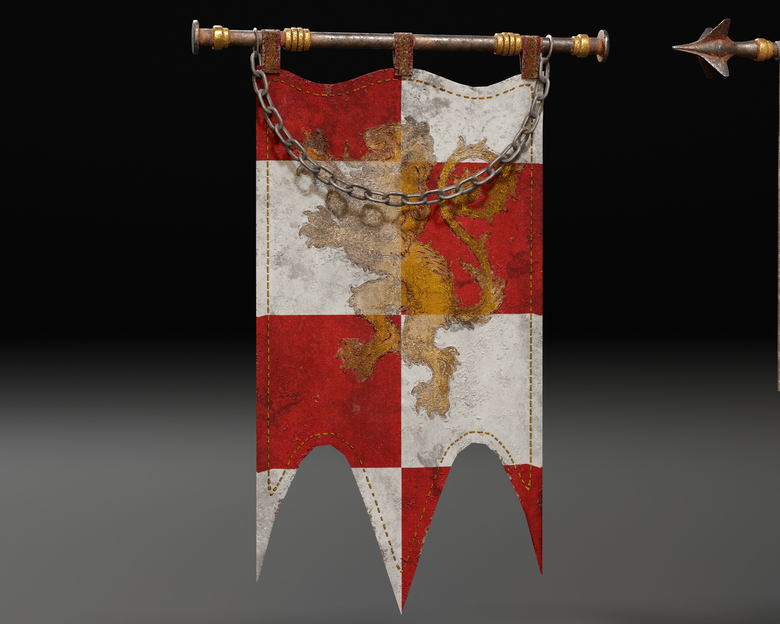Set Modular of Medieval Banners Low-poly 3D model_4