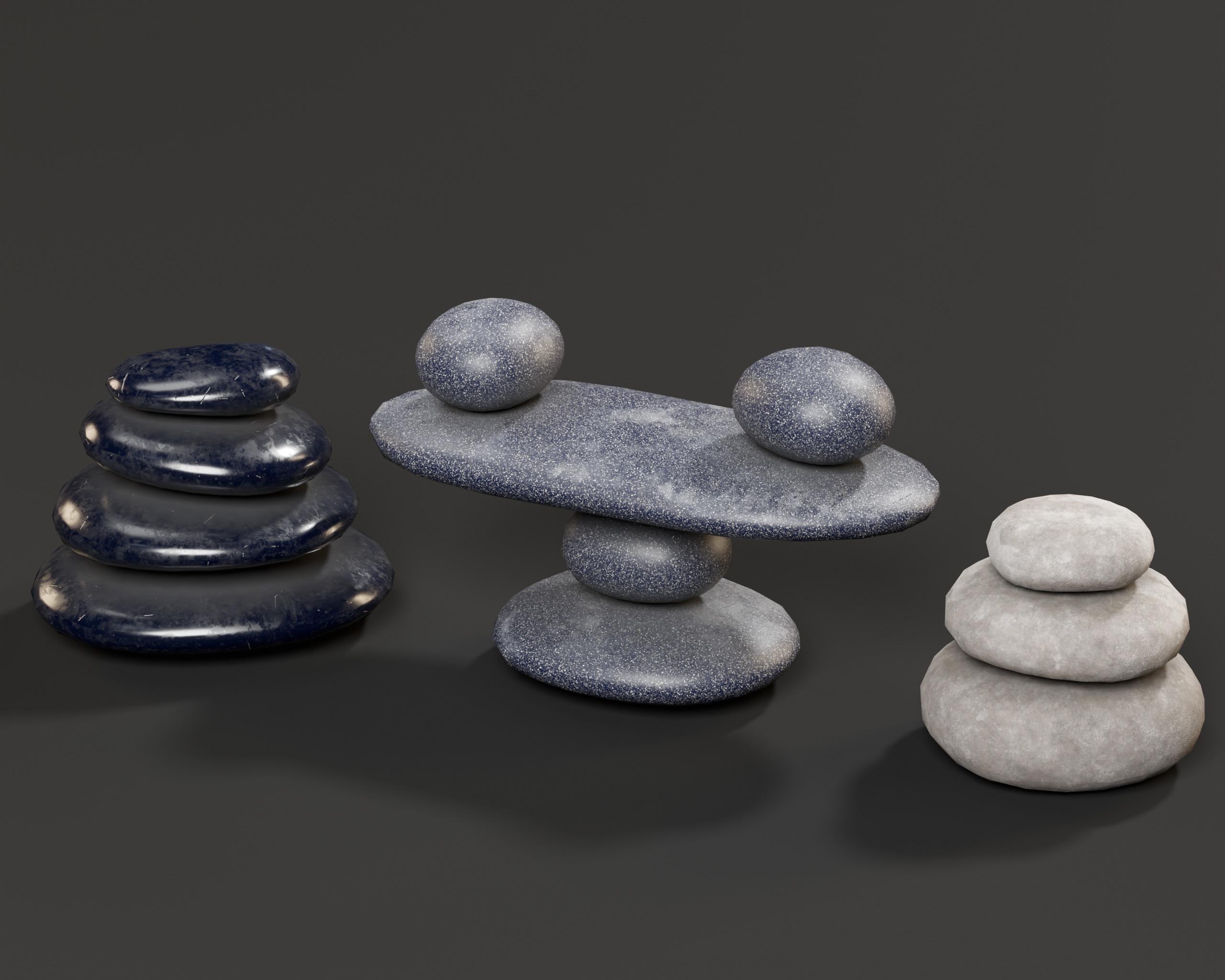 Zen Stones Low-poly 3D model_2