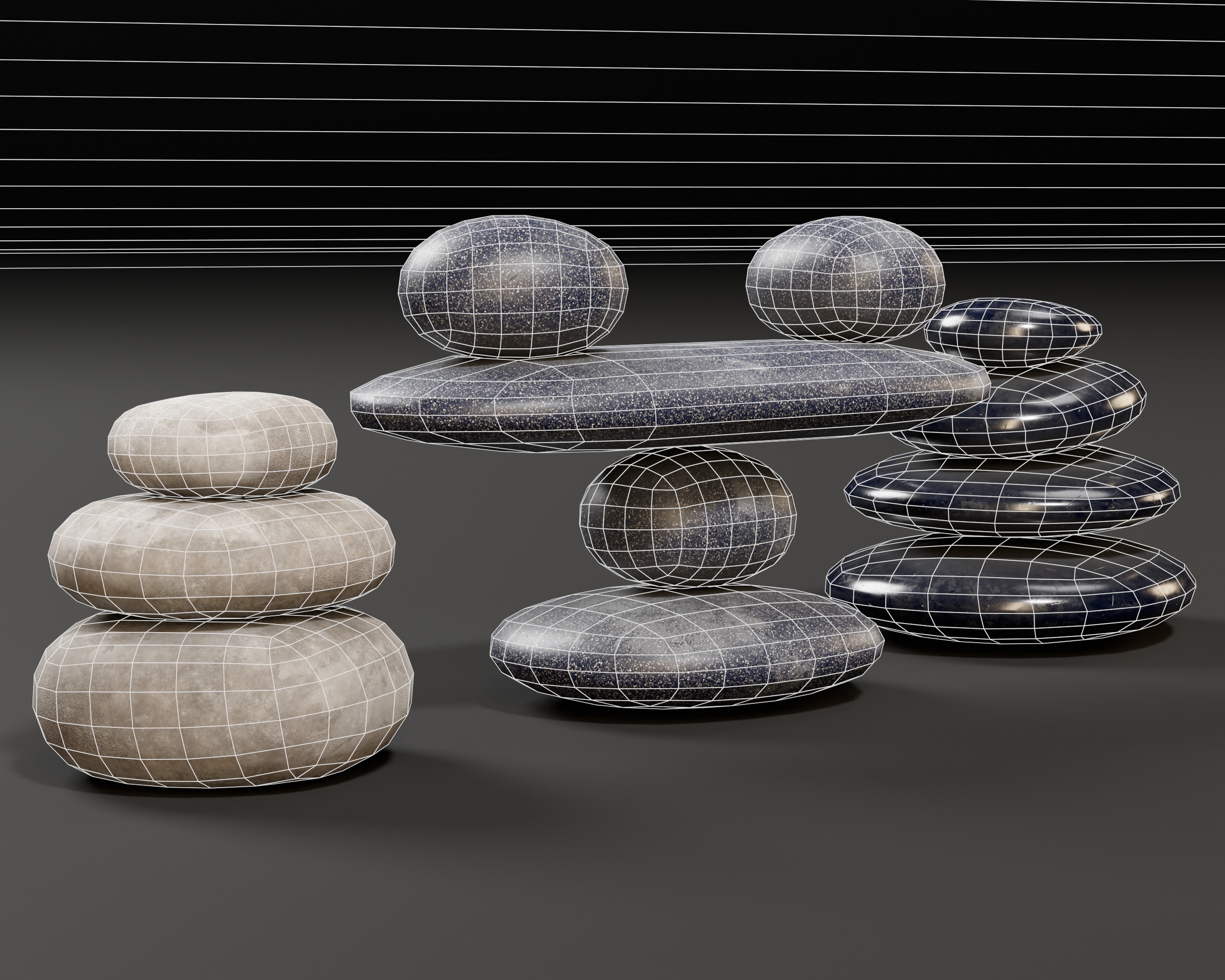 Zen Stones Low-poly 3D model_11