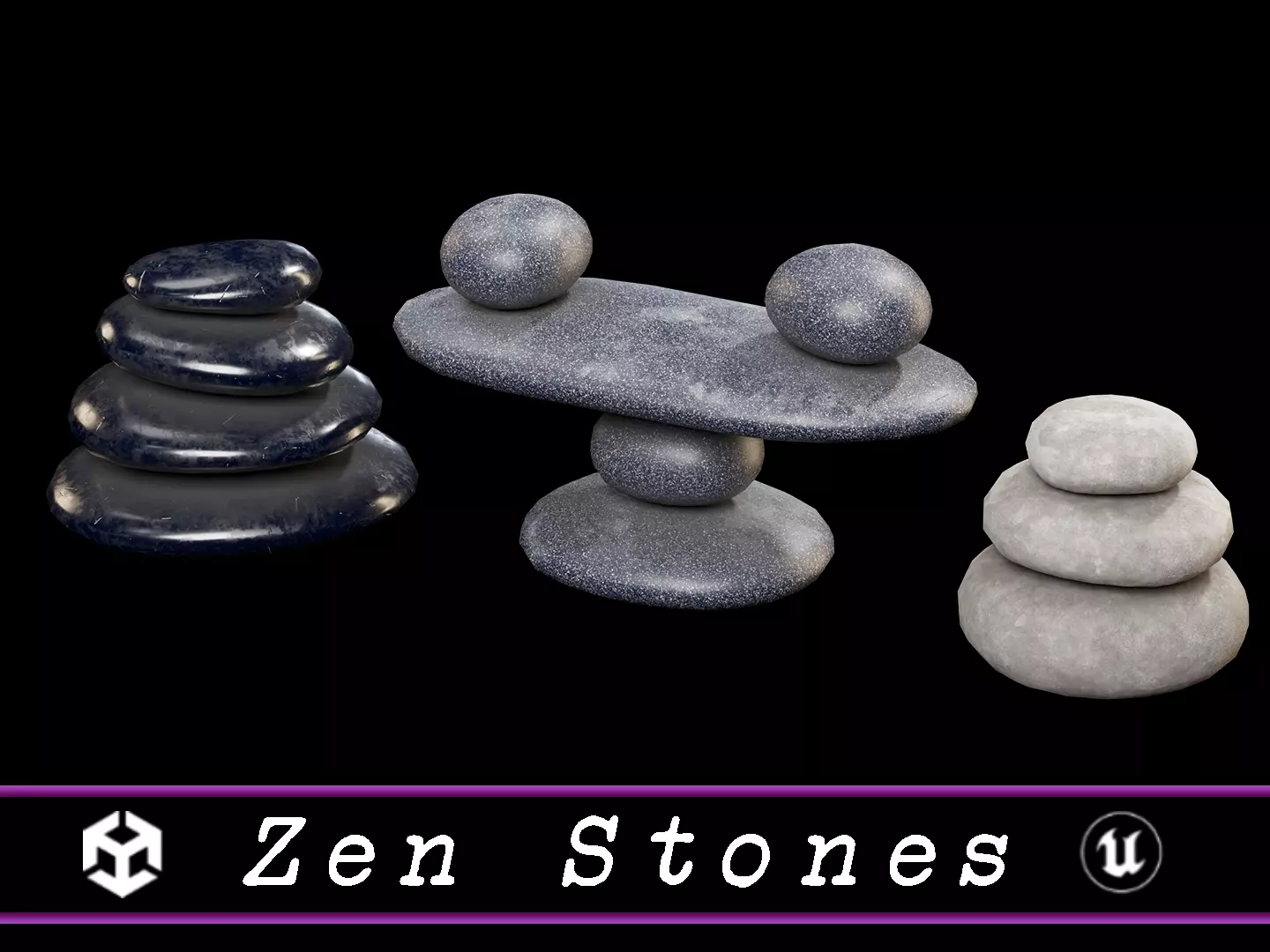 Zen Stones Low-poly 3D model_0