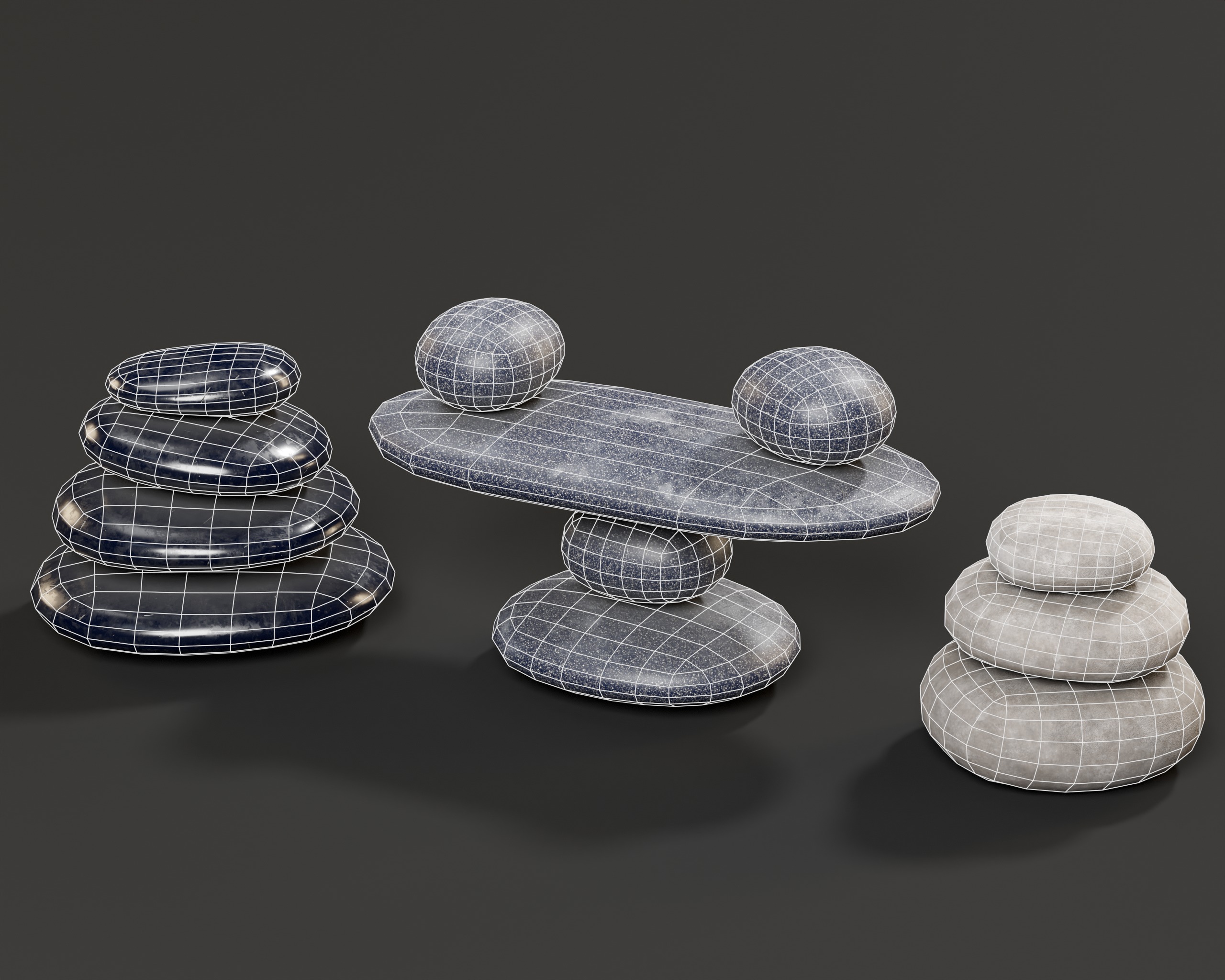 Zen Stones Low-poly 3D model_3