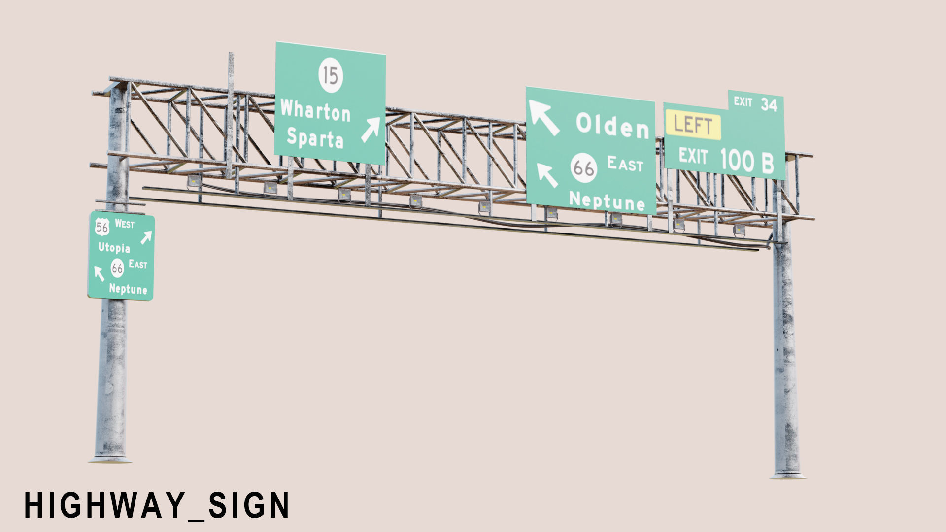 Urban Roadway Low-poly 3D model_8