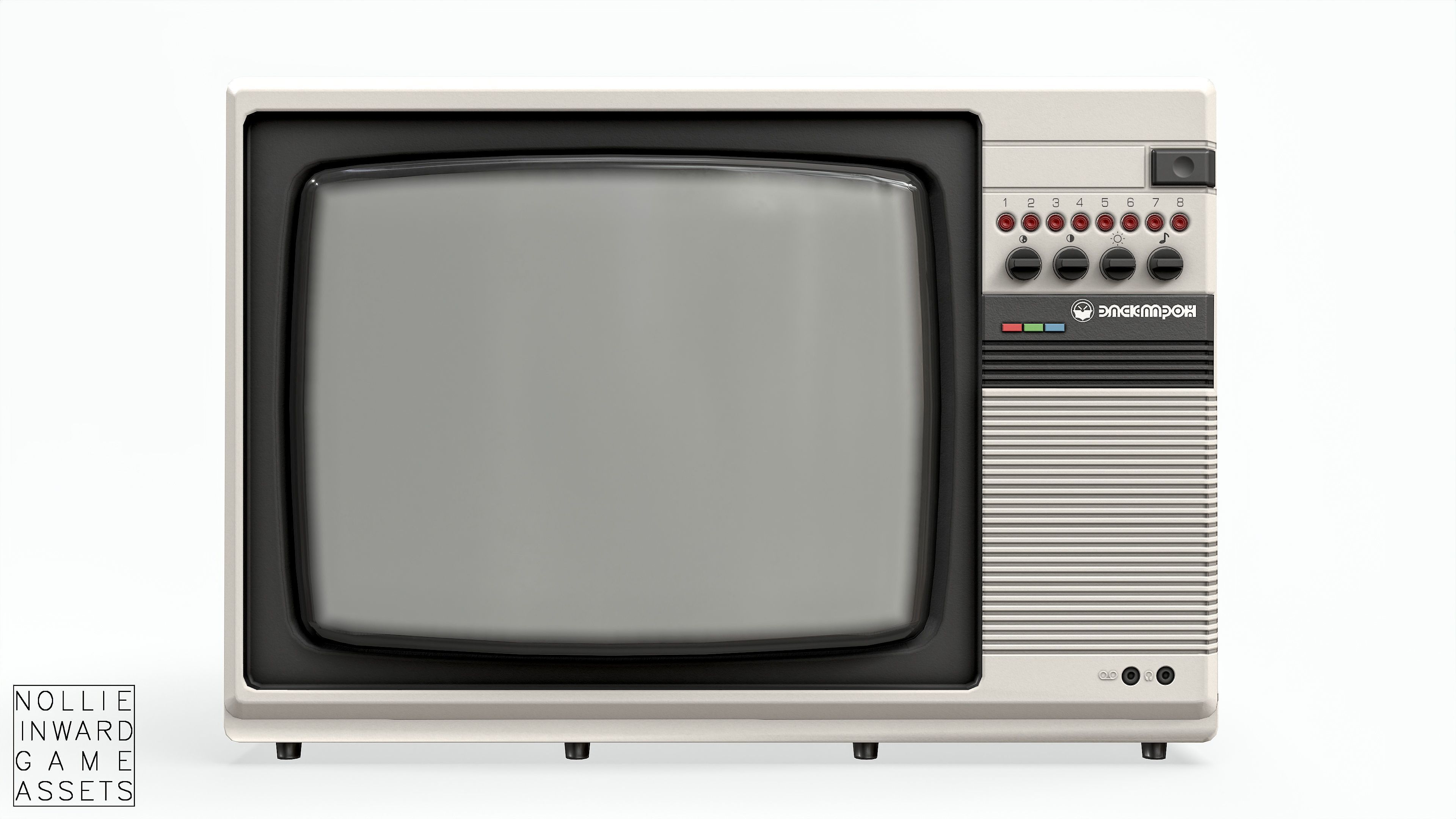 Soviet Old TV White Clean Low-poly 3D model_1