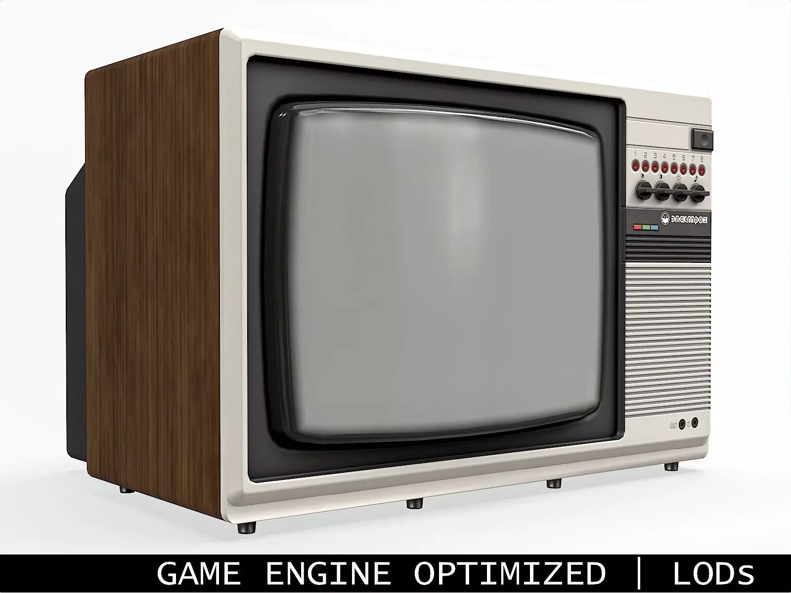 Soviet Old TV White Clean Low-poly 3D model_0