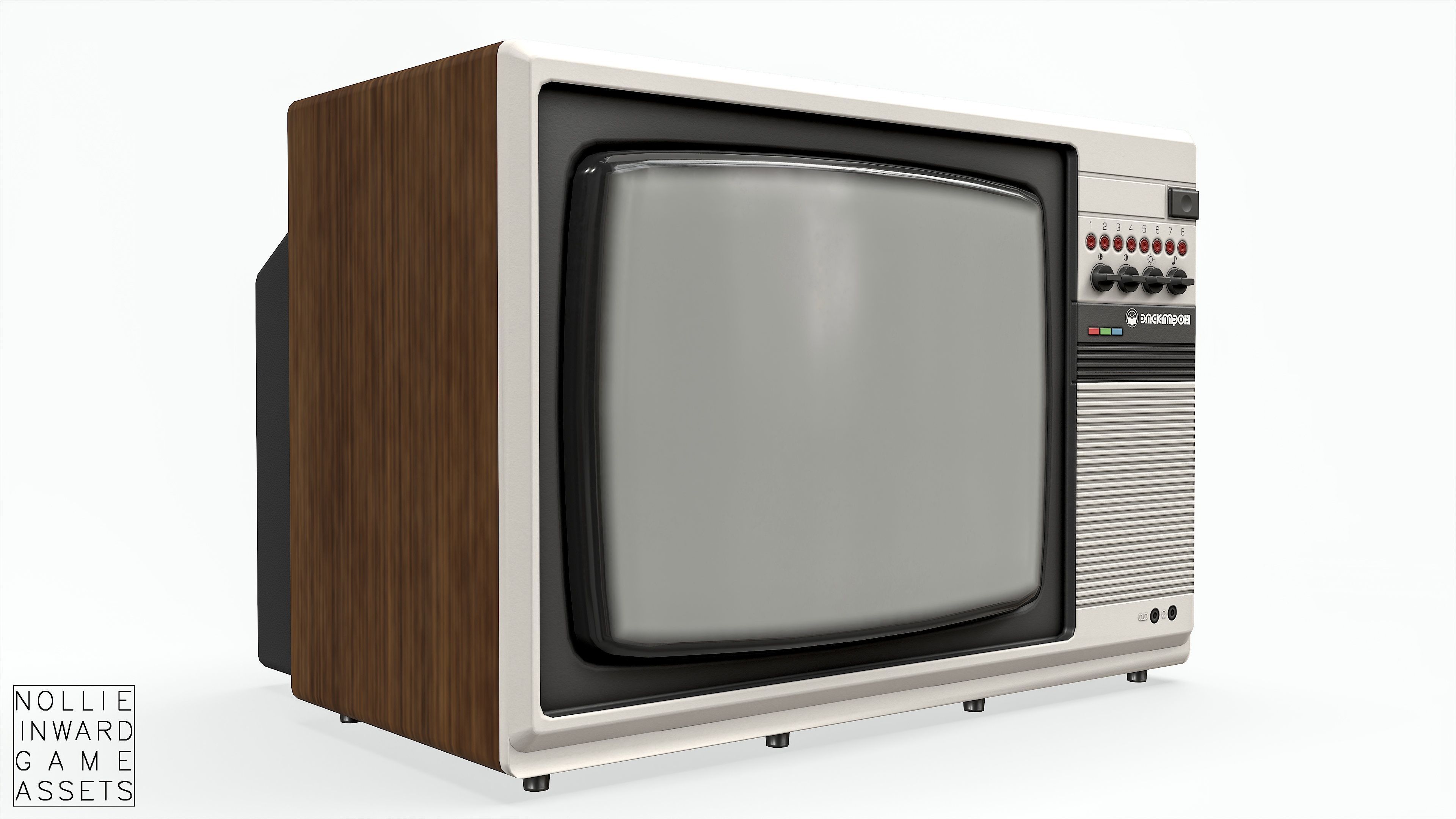 Soviet Old TV White Clean Low-poly 3D model_2