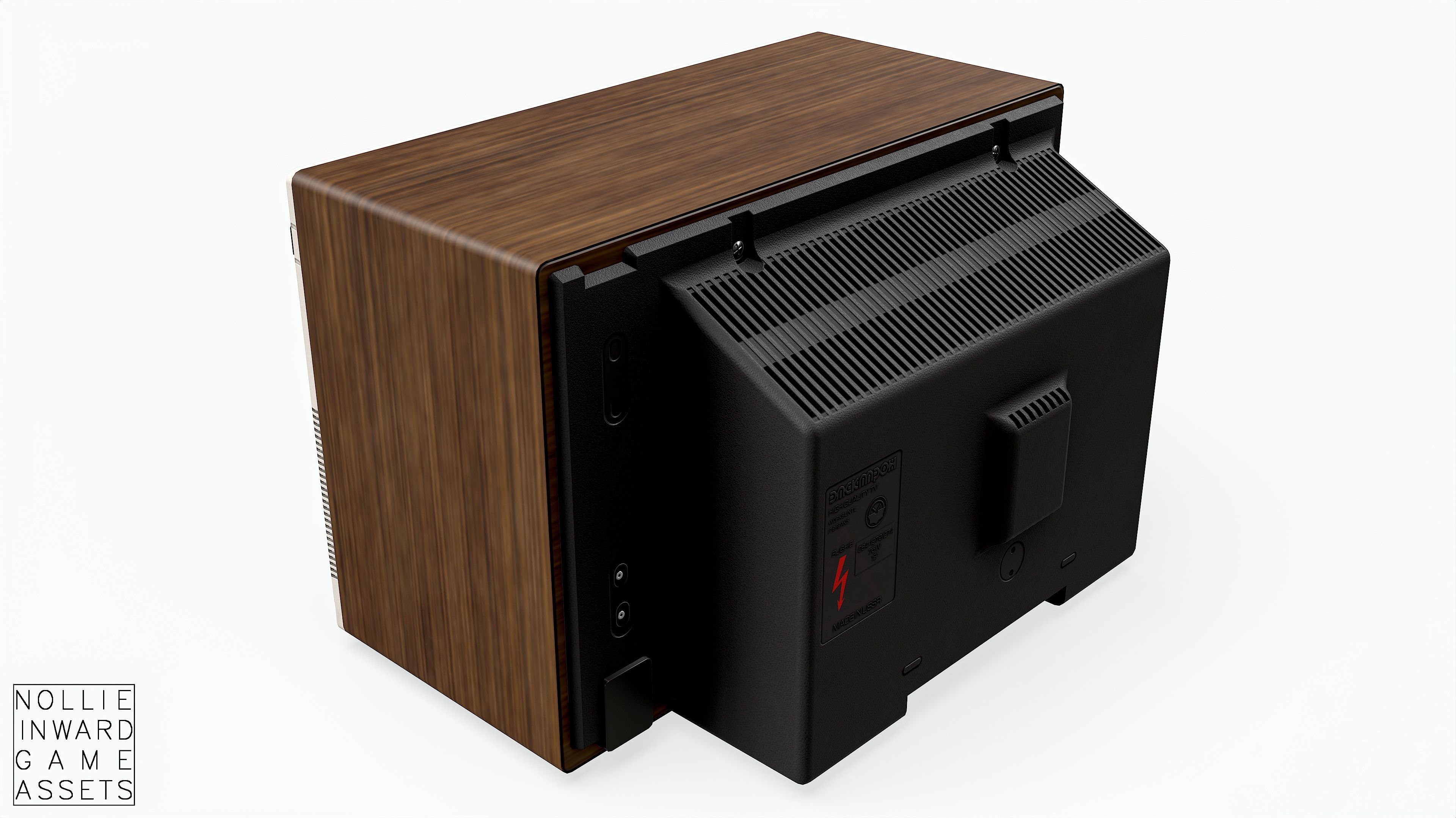 Soviet Old TV White Clean Low-poly 3D model_4