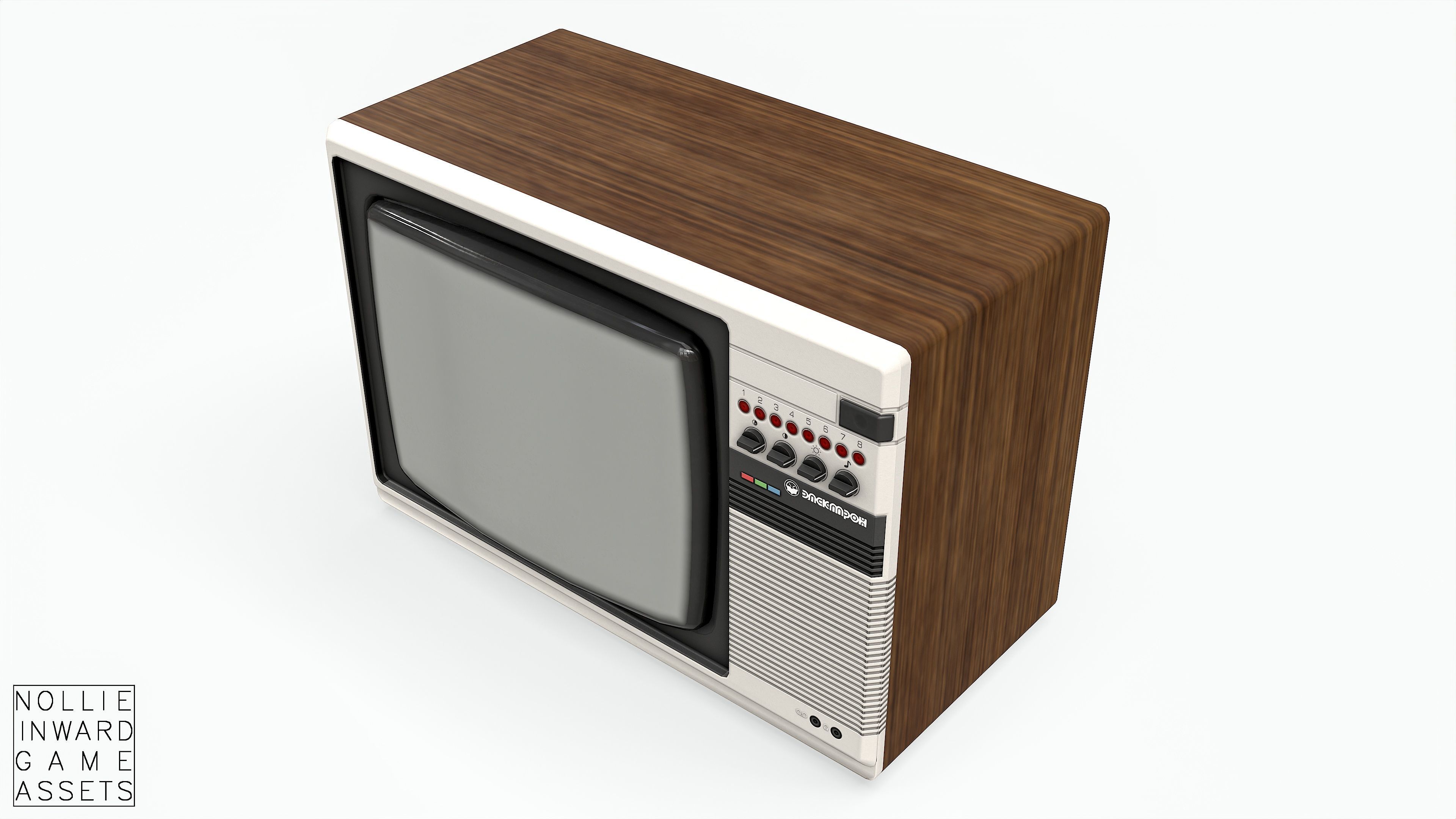 Soviet Old TV White Clean Low-poly 3D model_3
