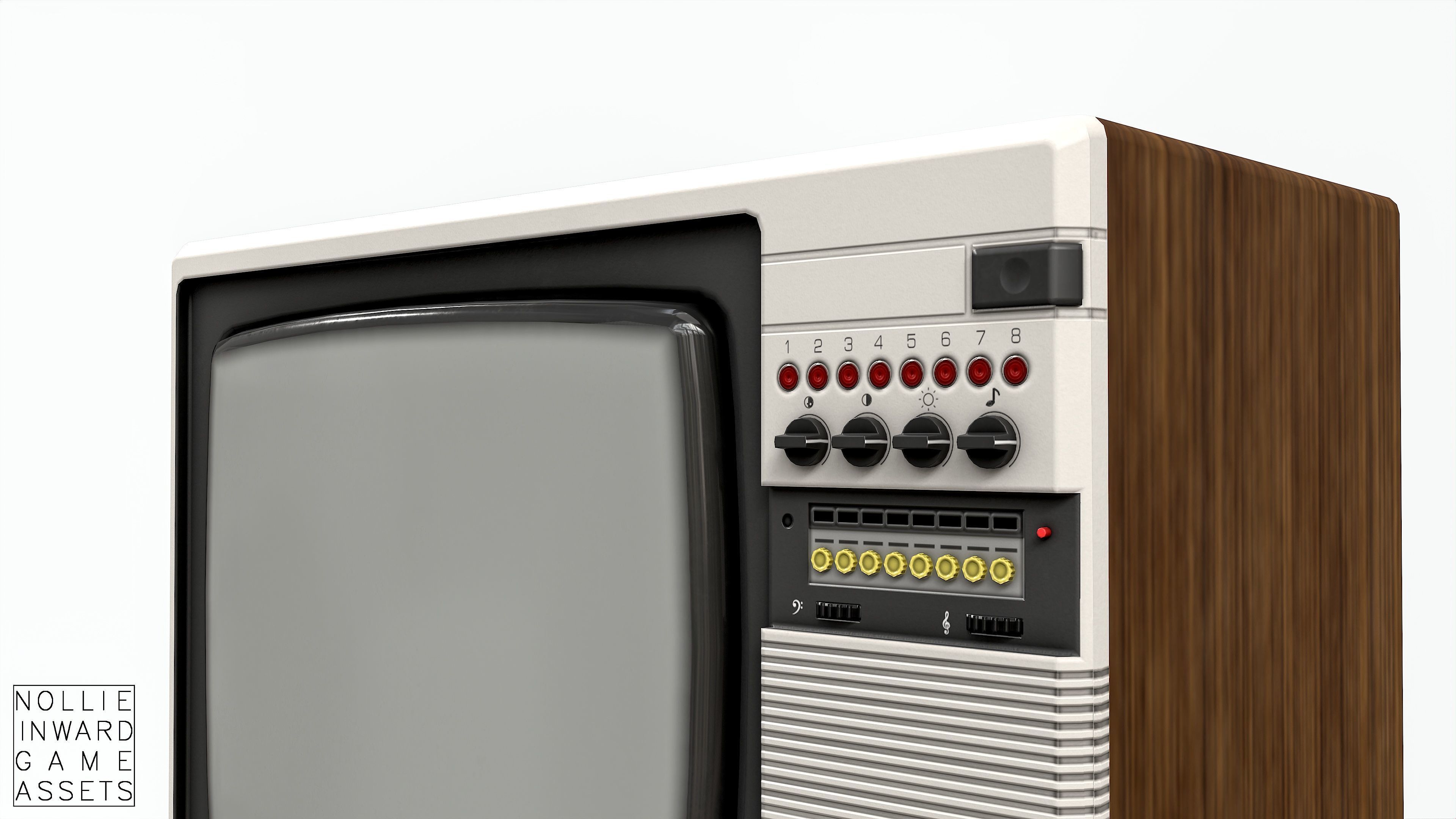 Soviet Old TV White Clean Low-poly 3D model_8