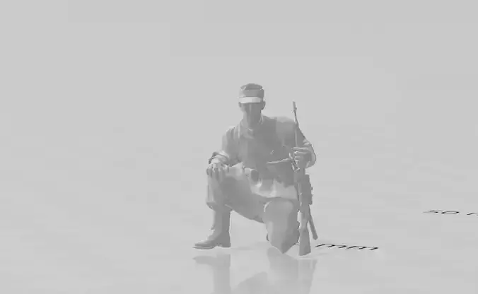 WW2 Sniper german sitting Miniature