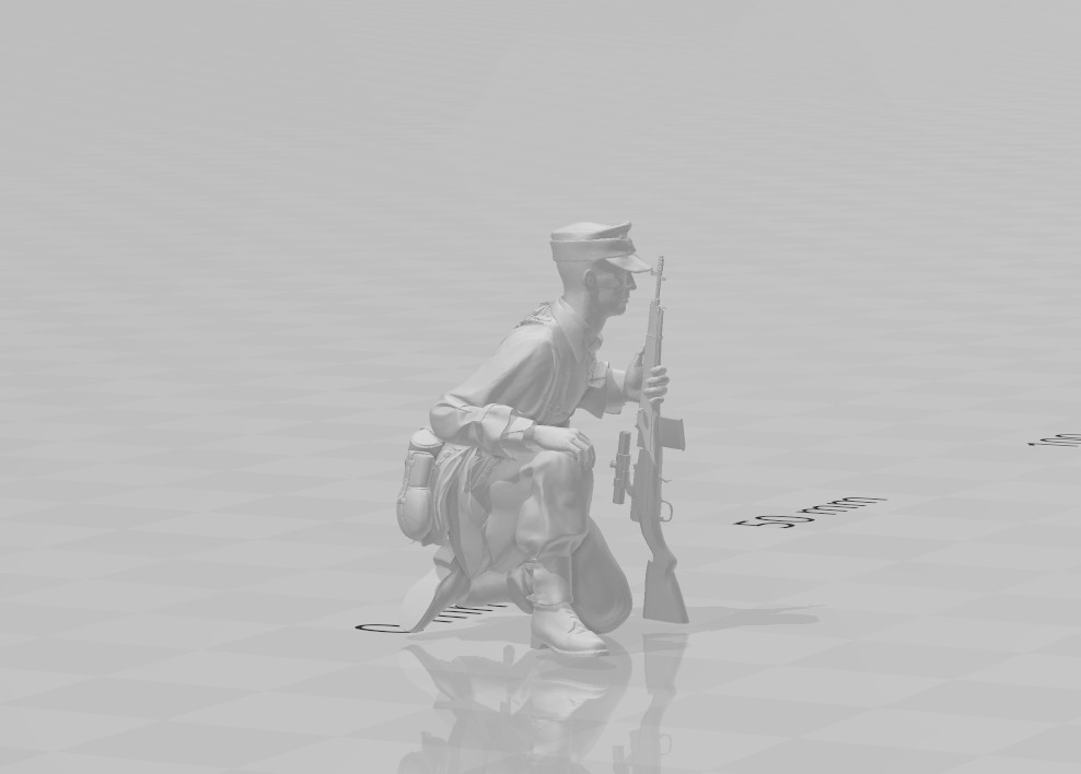 WW2 Sniper german sitting Miniature 3D print model_2