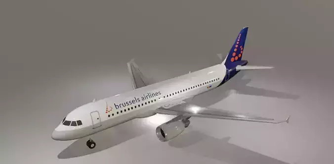 Brussels airlines airbus a320-214 low poly 3D model Low-poly 3D model