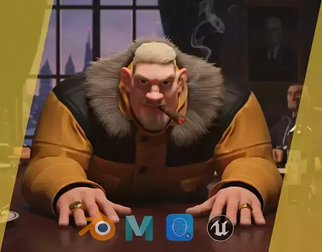 Stylized Cold Weather Big Man in Puffer Coat Winter