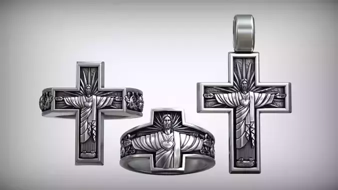 Jesus Christ The Protector Statue Cross Collection