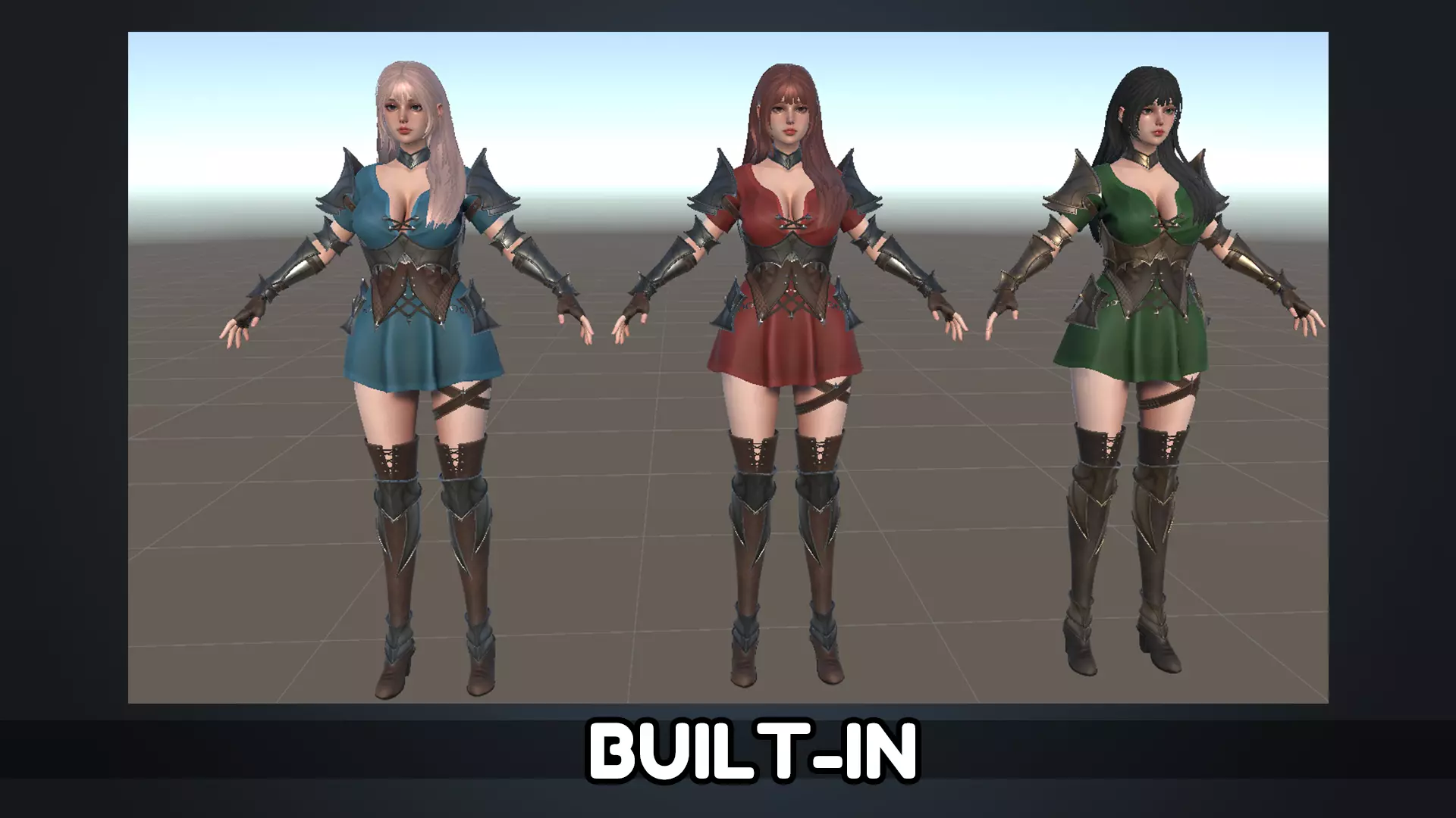 Knight Girl Elaine  Low-poly 3D model_20