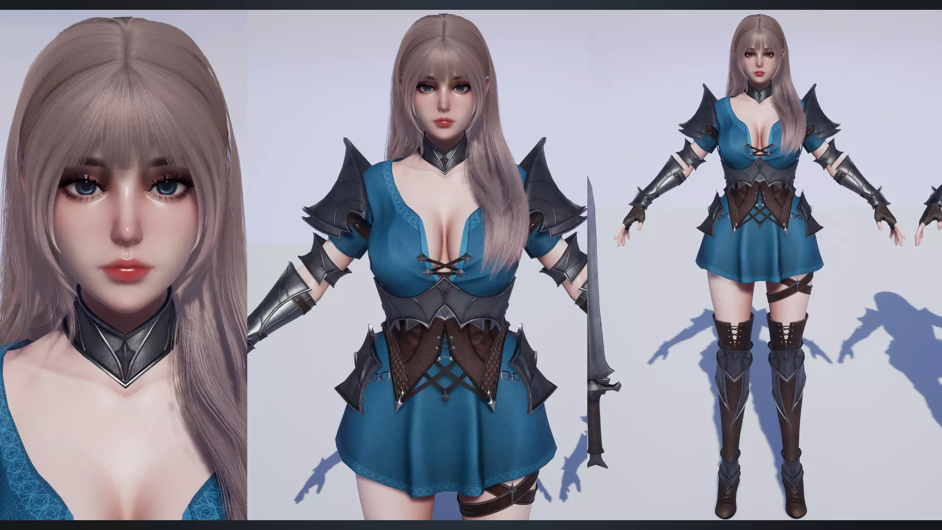 Knight Girl Elaine  Low-poly 3D model_12