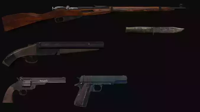PSX - PS1 - Weapons Pack - Low Poly Low-poly 3D model