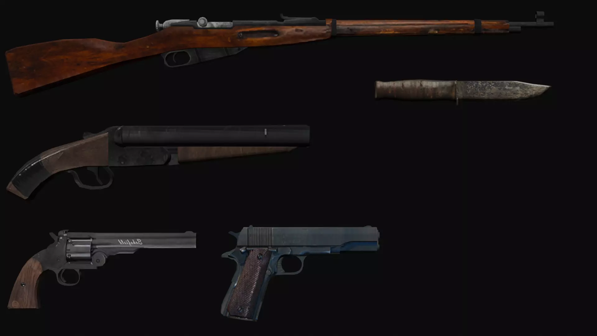 PSX - PS1 - Weapons Pack - Low Poly Low-poly 3D model_0