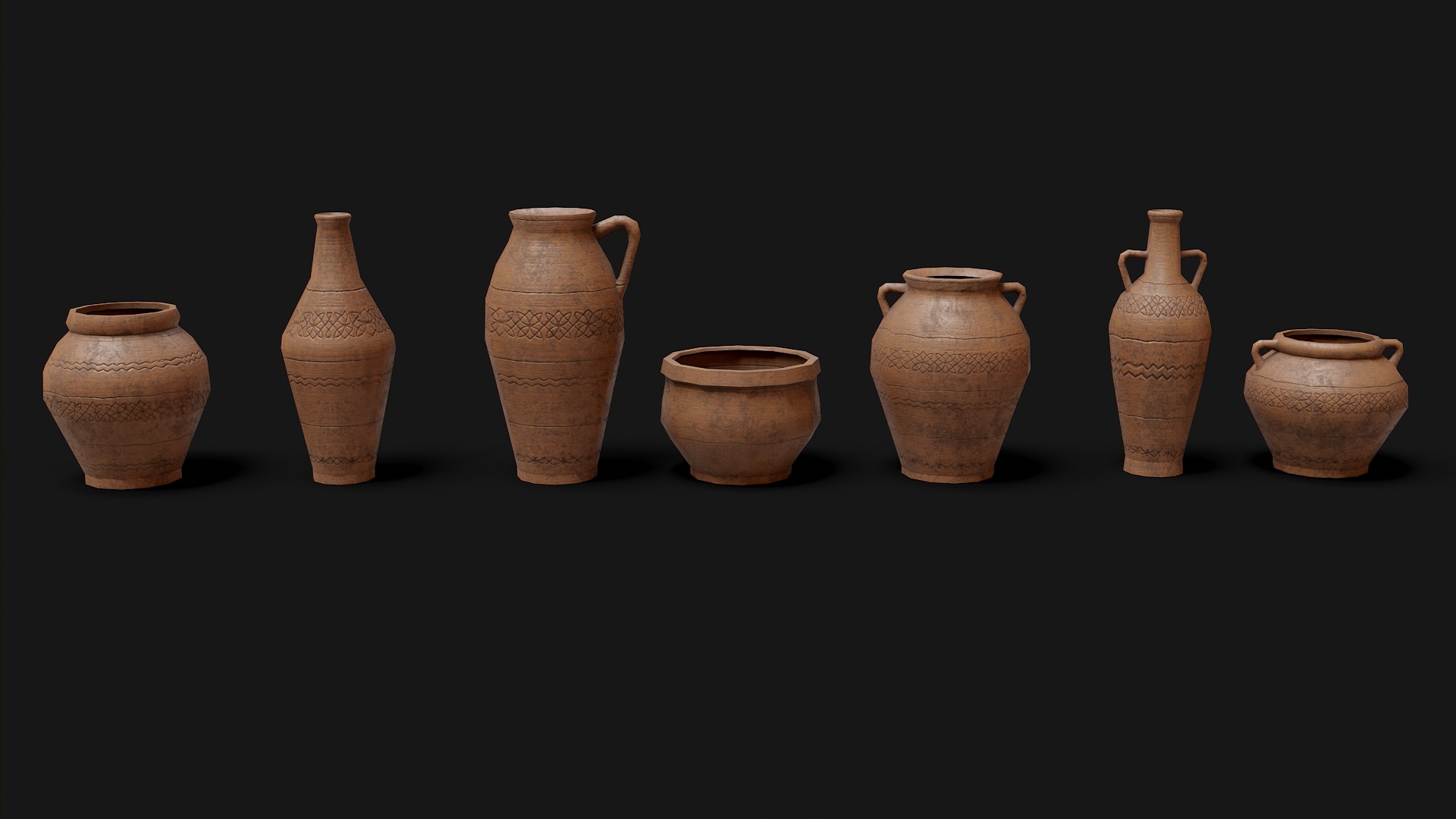 Old Clay Pottery Low-poly 3D model_1